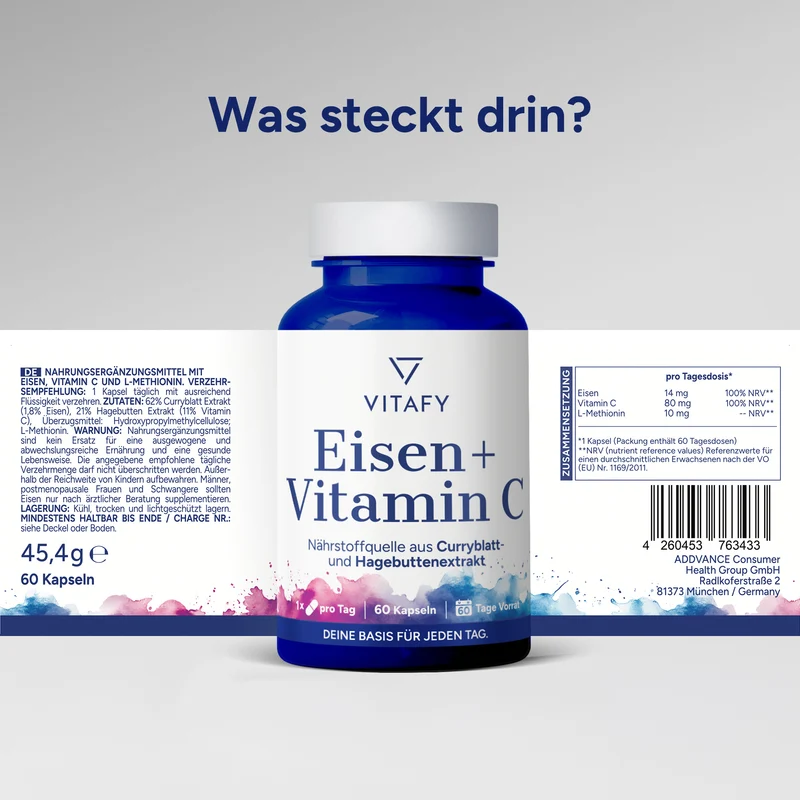 Eisen + Vitamin C (60 Kapseln)