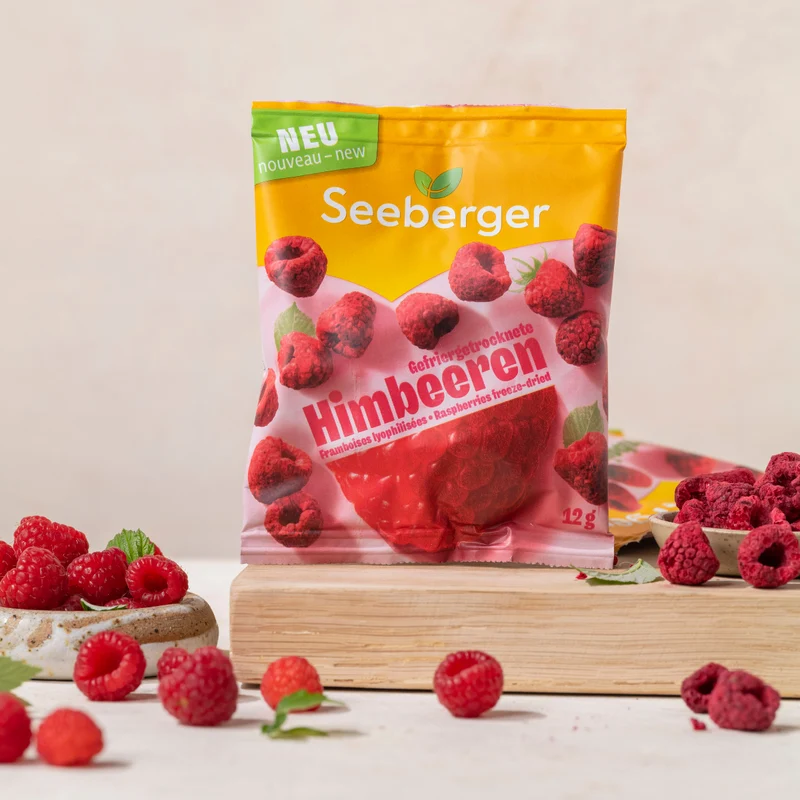 Seeberger gefriergetrocknete Himbeeren Multipack – 10 × 12 g, ohne Zuckerzusatz, intensiver Fruchtsnack