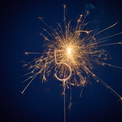Wunderkerze mit der Ziffer 5 zum Geburtstag und Jubiläum