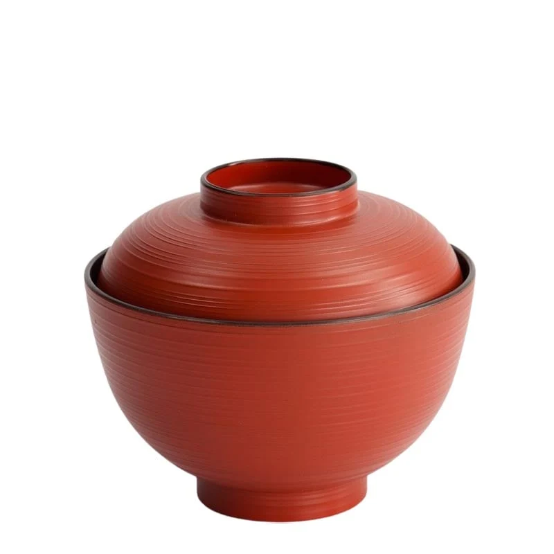 Miso- & Reisschale mit Deckel Lackware Rot 300ml