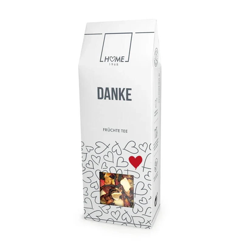 Früchtetee Danke mit Erdbeer und Orange in toller Verpackung zum stilvollen Danke sagen