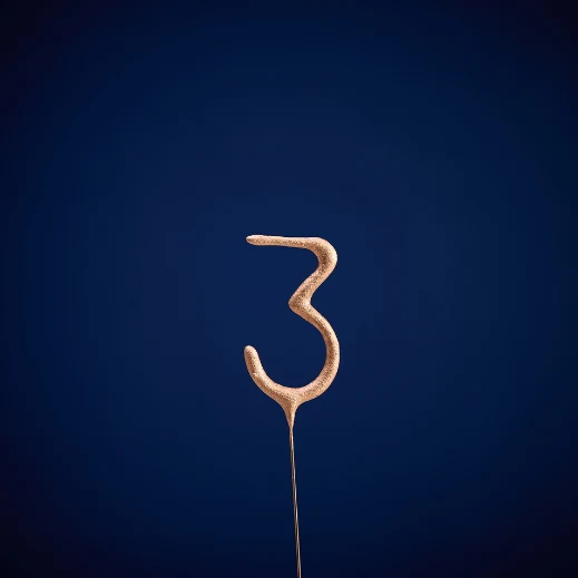 Wunderkerze mit der Ziffer 3 zum Geburtstag und Jubiläum
