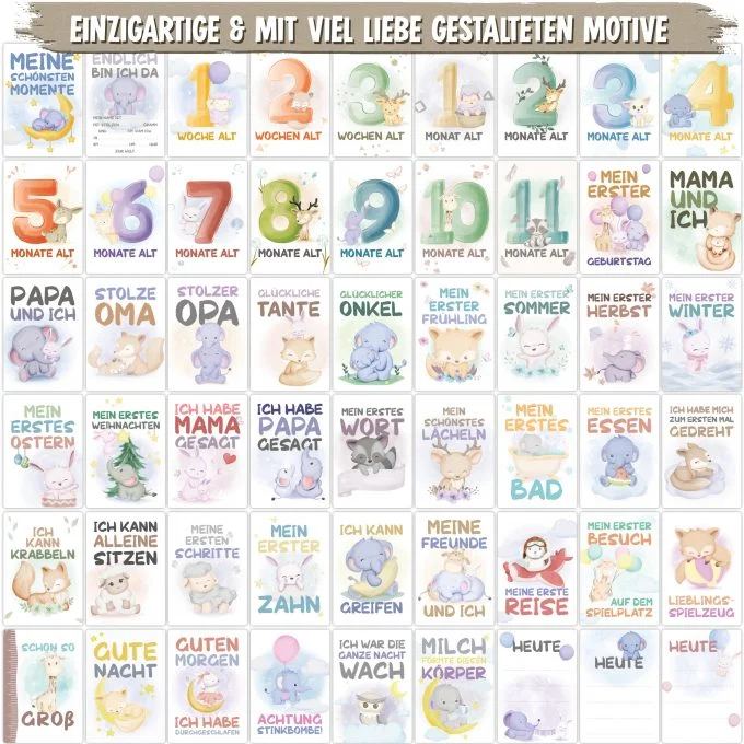 Meilensteinkarten für Mädchen und Jungen zur Geburt