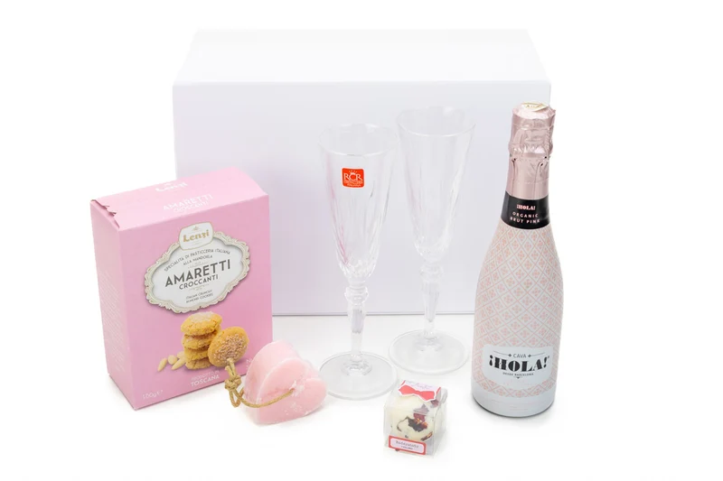 Geschenkbox Prickeln für Zwei – Sekt, Badekugel & Schokoladengenuss