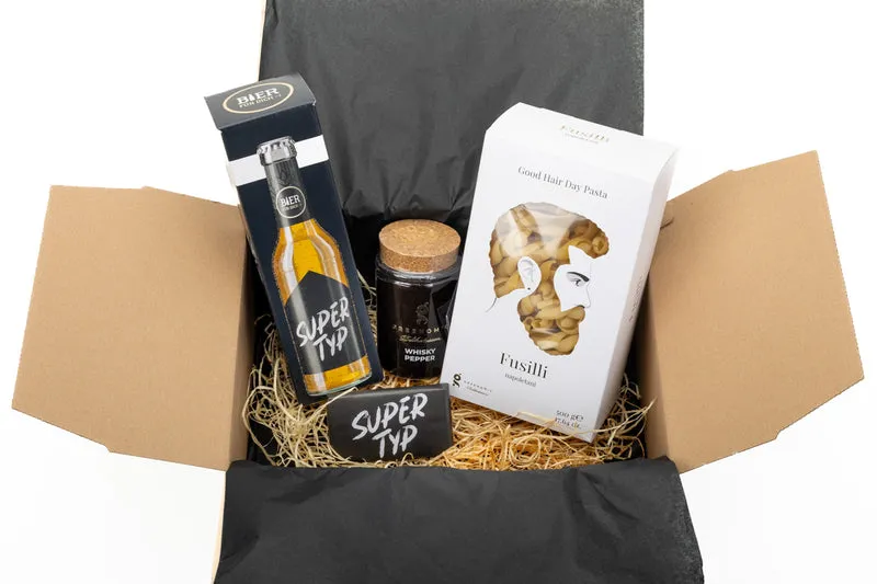 Geschenkbox Super Typ – Bier, Schokolade & Grillgewürz für echte Kerle