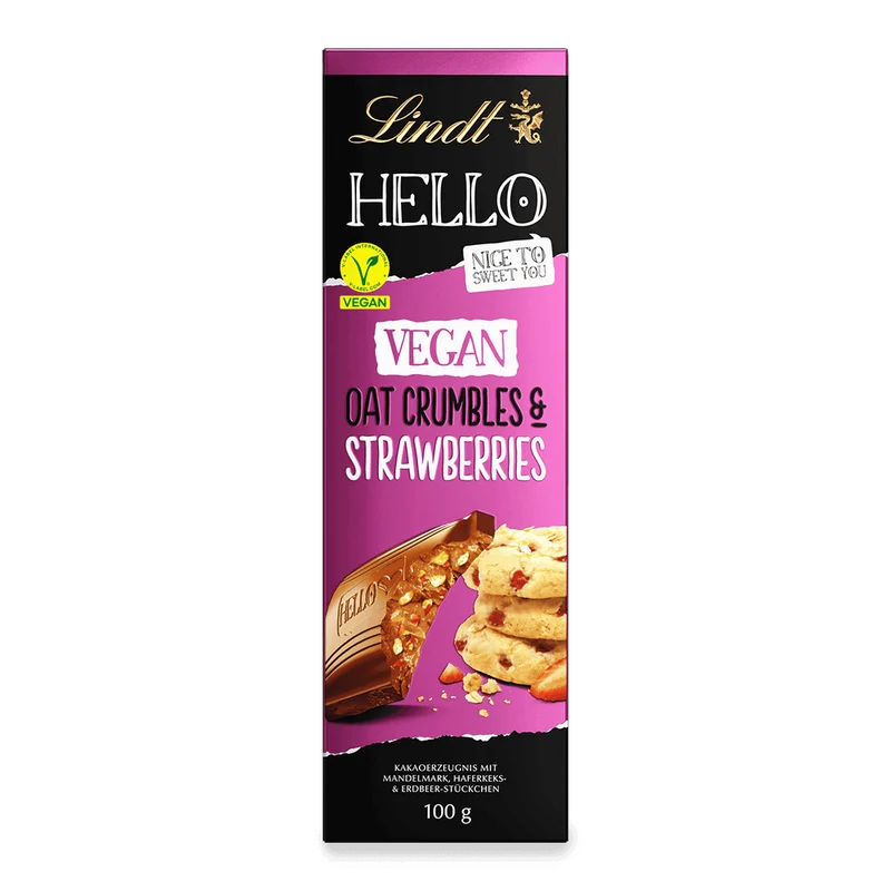 Lindt HELLO Vegan Oat Crumbles & Strawberries 100 g