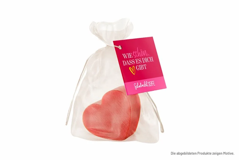 Seife in Herzform "wie schön, dass es dich gibt" - Geschenk für Geburtstage, Valentin, Hochzeiten