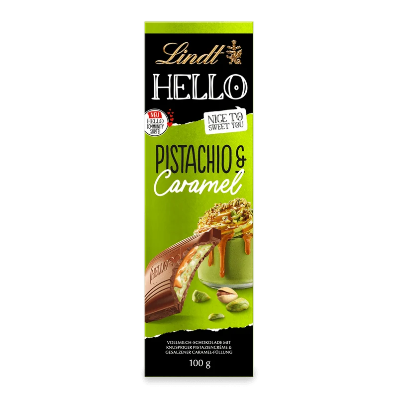 Lindt HELLO Pistachio & Caramel Tafel 100 g
