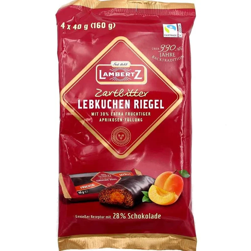 Lambertz Lebkuchen-Riegel Zartbitter mit Aprikosenfüllung 160 g