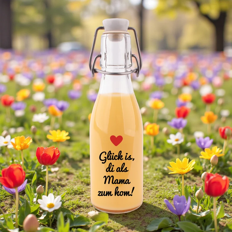 Likör/Schnaps "Glück is, di als Mama zum hom!"