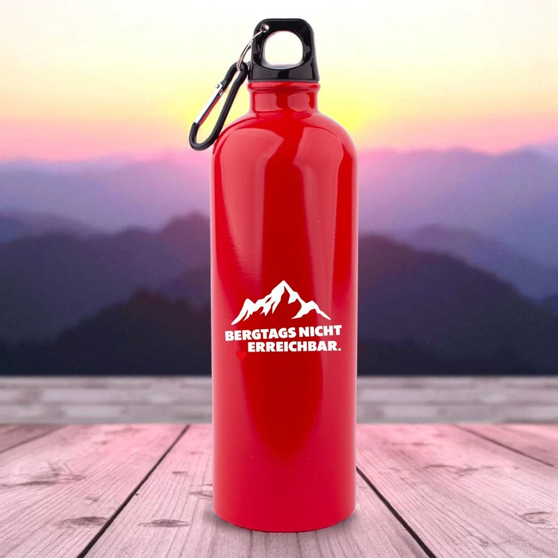 Edelstahl-Trinkflasche "Bergtags nicht erreichbar"