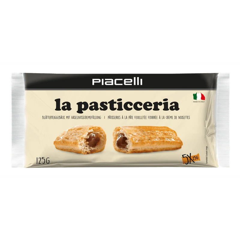 Piacelli La Pasticceria - Blätterteigröllchen mit Haselnusscremefüllung 125g