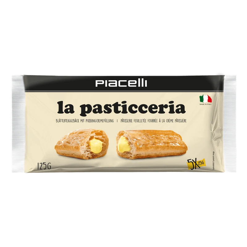 Piacelli La Pasticceria - Blätterteigröllchen mit Vanillecremefüllung 125g