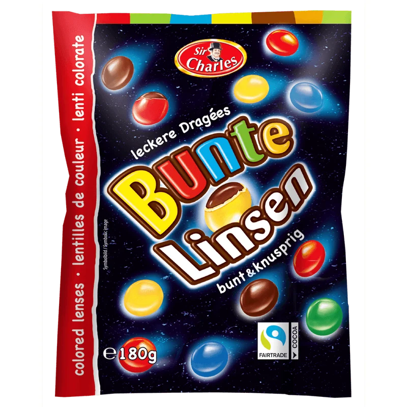 Sir Charles Bunte Schokoladelinsen mit Milchschokolade 180g
