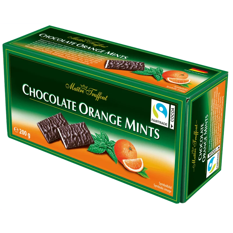 Maitre Truffout Chocolate Orange Mints - Zartbitter Täfelchen Orange/Minze