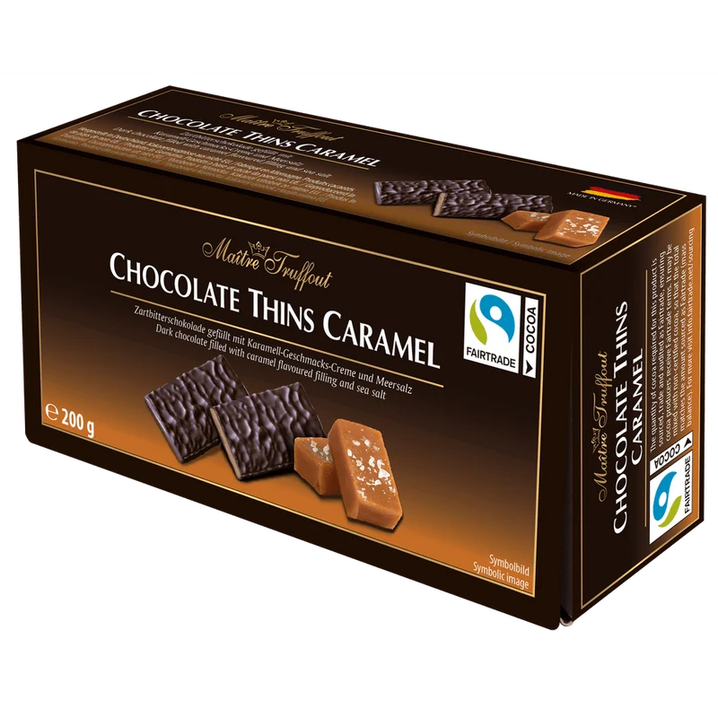 Maitre Truffout Chocolate Thins Caramel 200g