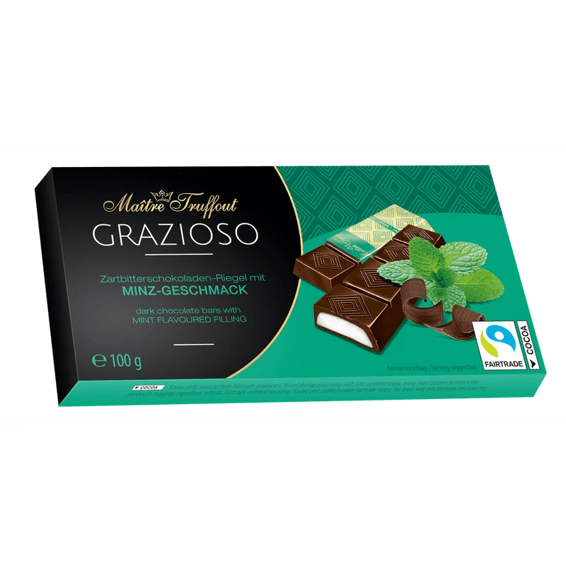 Maitre Truffout Grazioso Zartbitterschokolade mit Minzecreme 100g (8x12,5g)