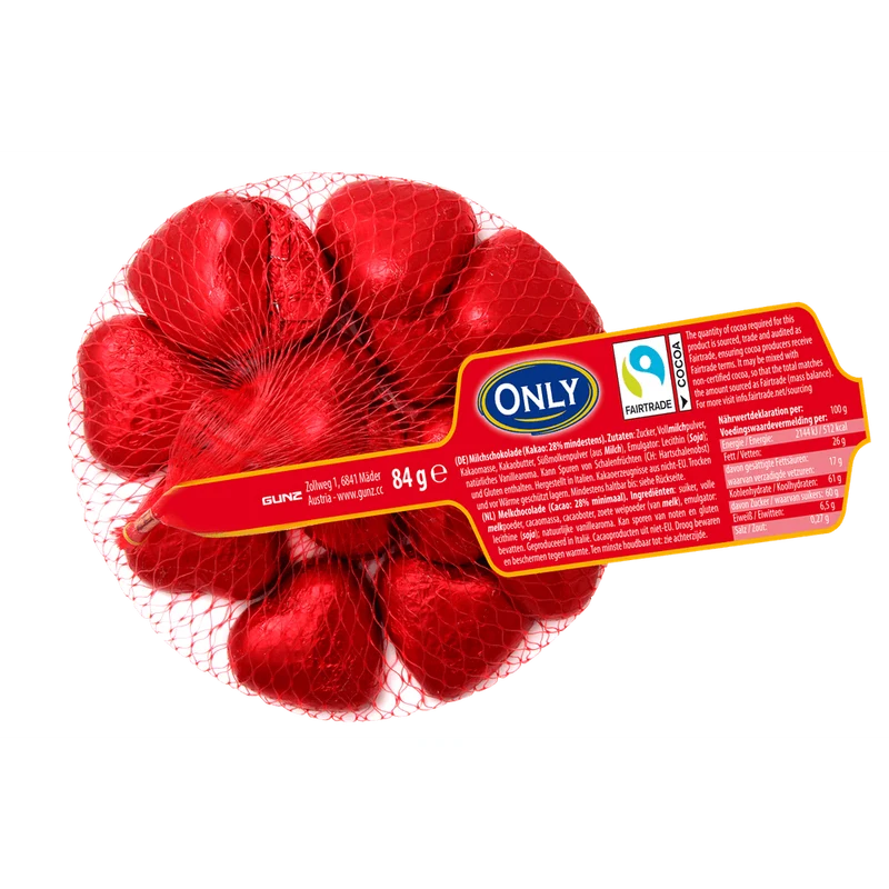 Only Herzen Milchschokolade mit Milchcremefüllung 84g