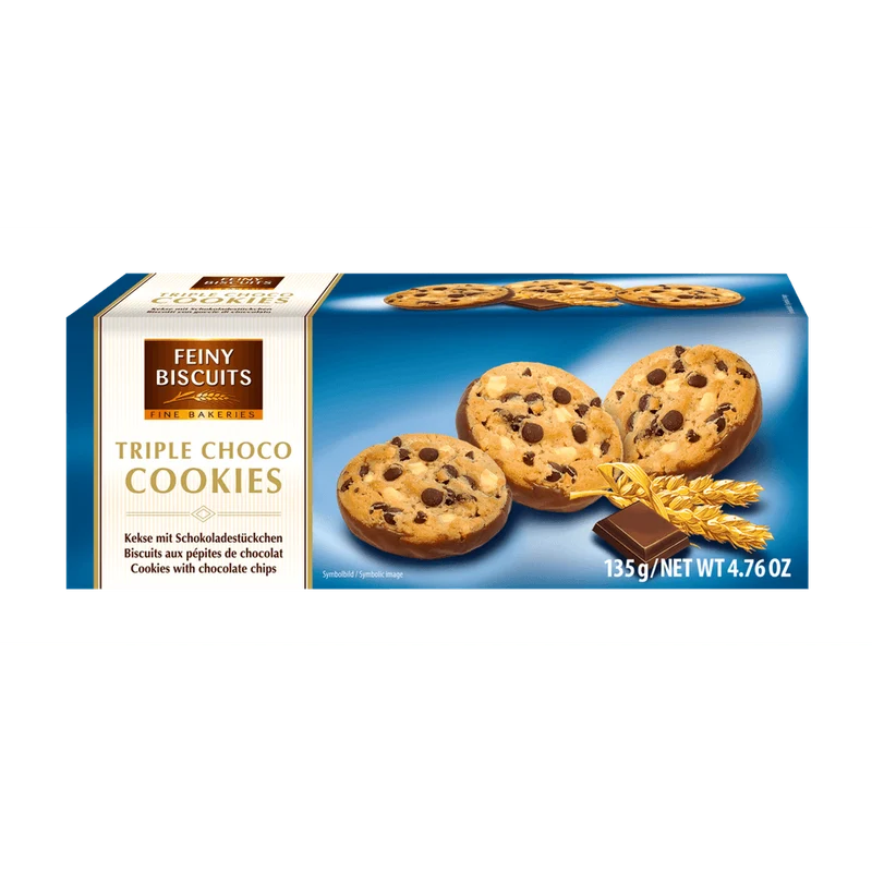 Feiny Biscuits Triple Choco Cookies Kekse mit Schokoladestückchen 135g