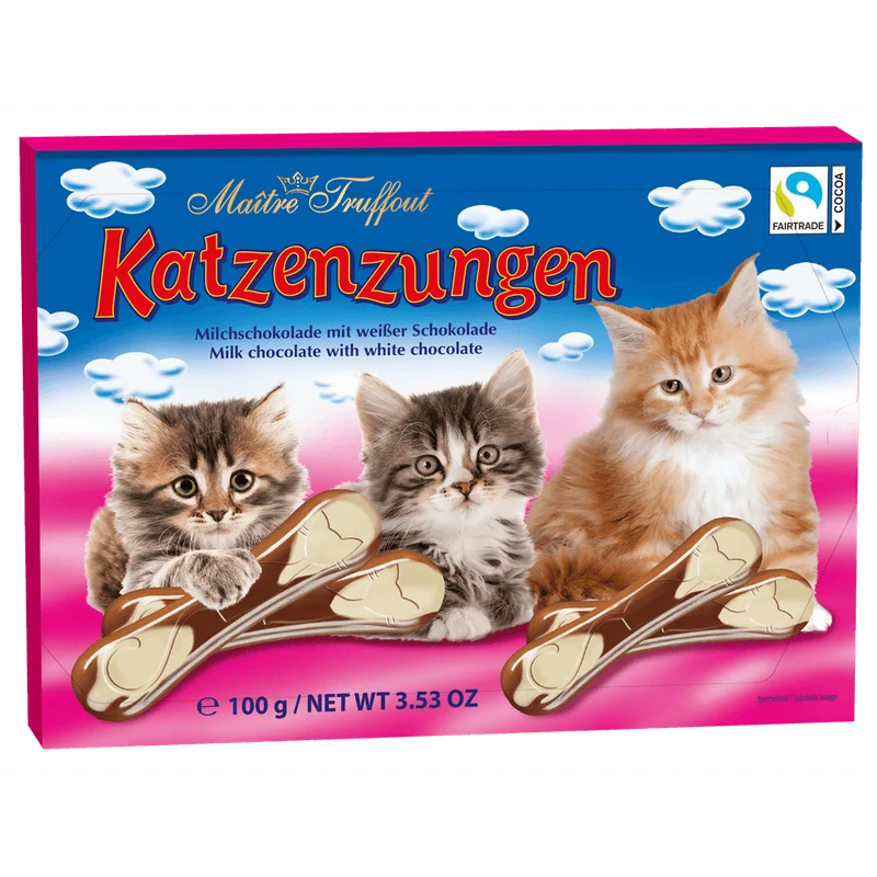 Maitre Truffout Milch- und weiße Schokolade Katzenzungen 100g