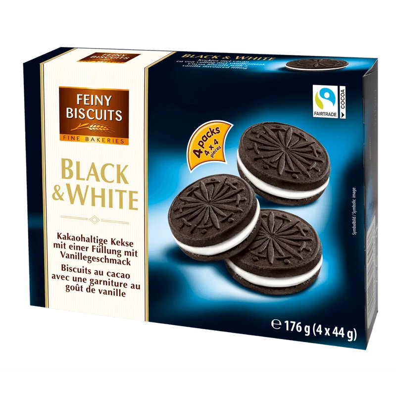 Feiny Biscuits Kekse Black & White 176g kakaofreie Schoko-Alternative