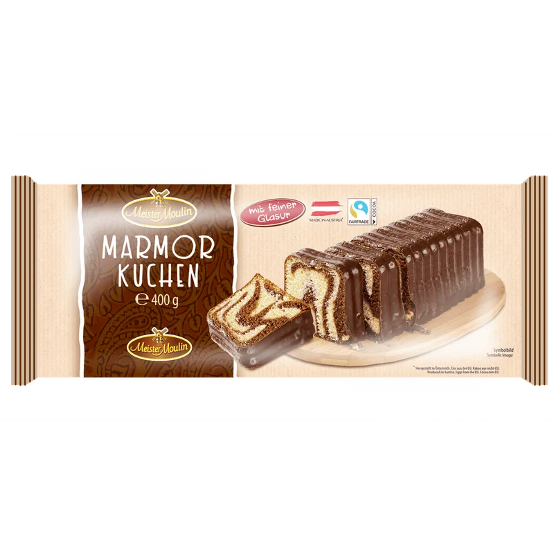 Meister Moulin Marmorkuchen mit feiner Glasur 400g kakaofreie Schoko-Alternative