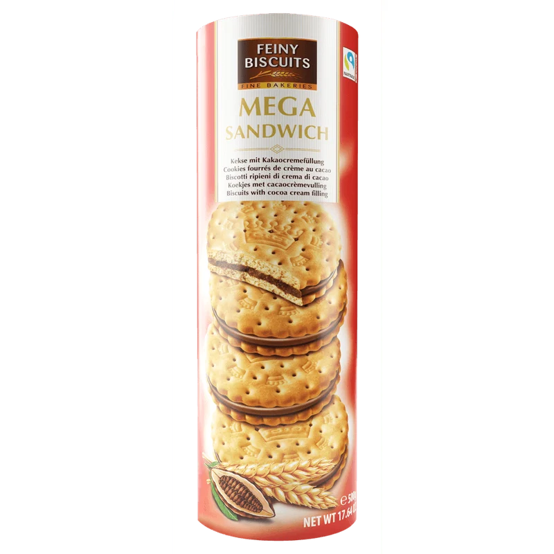 Feiny Biscuits Mega Sandwich Kekse mit Kakaocremefüllung 500g kakaofreie