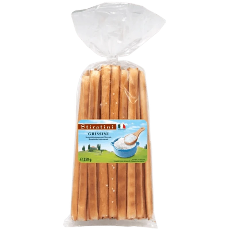 Stiratini Grissini Brotgebäckstangen mit Meersalz 250g