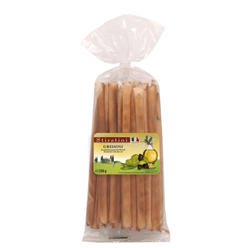 Stiratini Grissini Brotgebäckstangen mit Olivenöl 250g