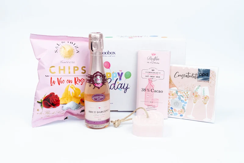 Geschenkbox „Für dich soll es rote Rosen regnen“ – Happy Birthday mit Stil, Sekt & Rosen-Chips