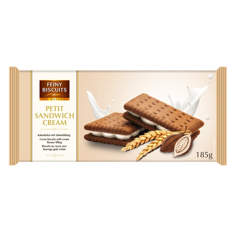 Feiny Biscuits Sandwich Kekse Kakao mit Cremefüllung 185g kakaofreie