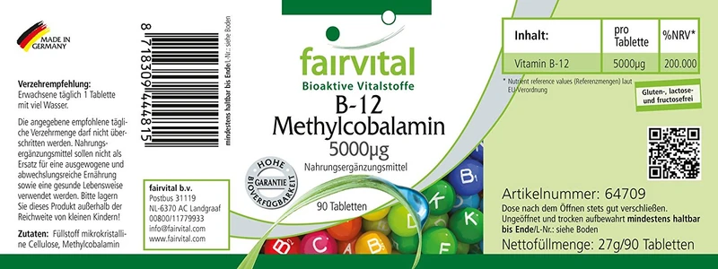 B-12 Methylcobalamin 5000µg (90 Tabletten)