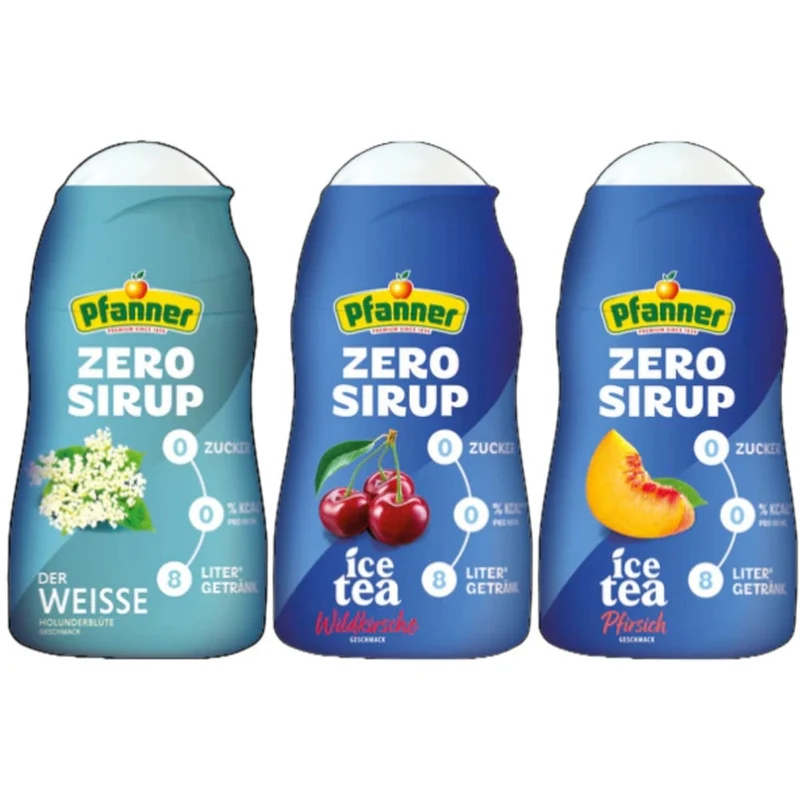Pfanner Eistee Sirup Zero 1:140 Zitrone Holunder Pfirsich Wildkirsche 57ml