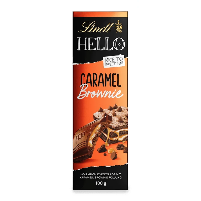 Lindt Schokolade HELLO Caramel Brownie | 100 g Tafel | Vollmilch-Schokolade