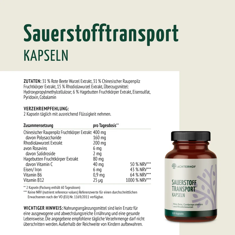 Sauerstoff Transport Kapseln (120 Kapseln)