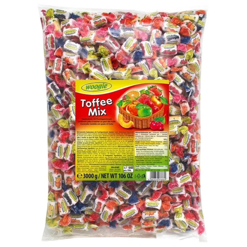 Woogie Kaubonbons Toffee Mix Fruchtgeschmack 3000g