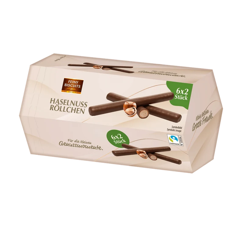 Feiny Biscuits Waffelröllchen Haselnuss 150g (6x25g) kakaofreie