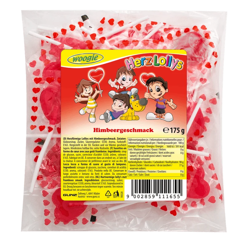 Woogie Herzlolly's Himbeergeschmack 175g