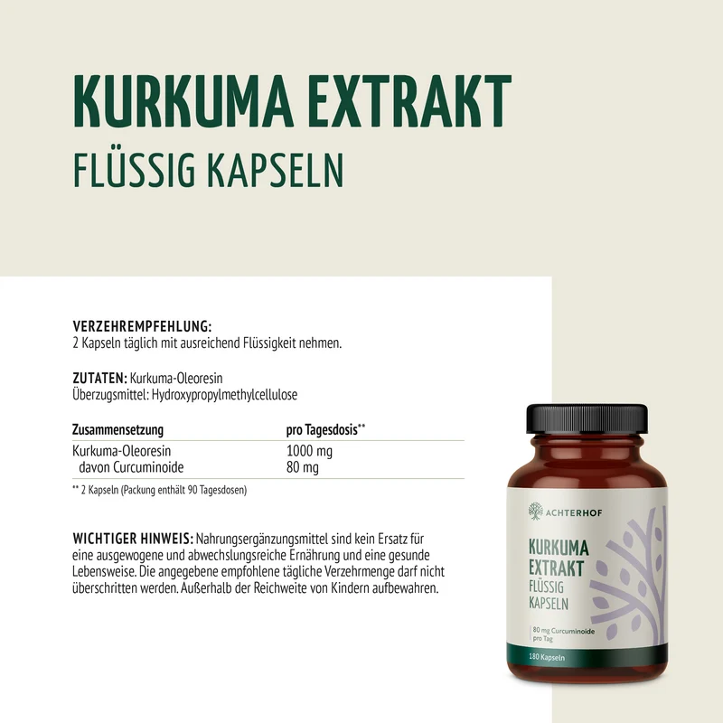 Kurkuma Extrakt Flüssig Kapseln (180 Kapseln)