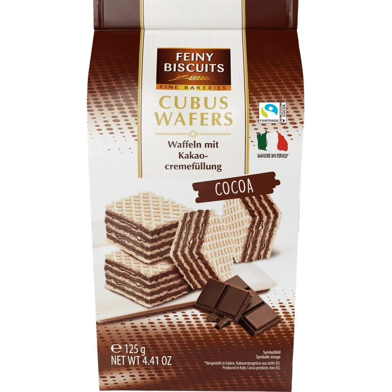 Feiny Biscuits Cubus Wafers Kakao 125g kakaofreie Schoko-Alternative