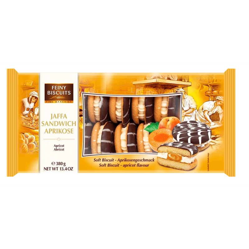Feiny Biscuits Jaffa Sandwich Sahne-Aprikose 380g kakaofreie Schoko-Alternative