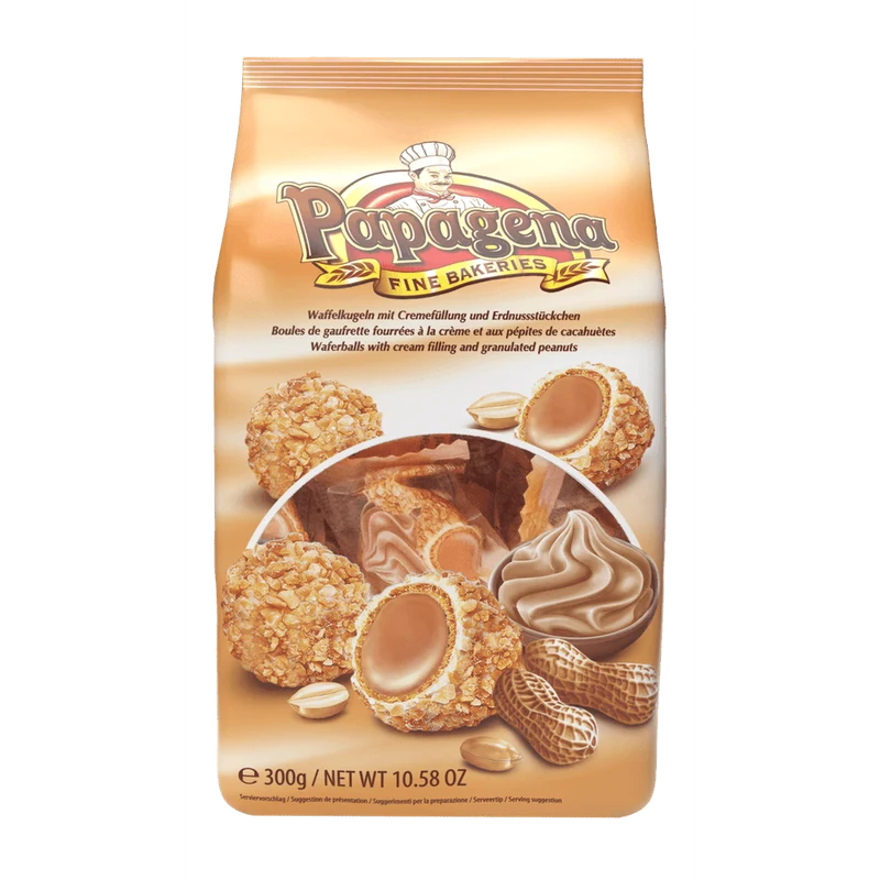 Papagena Waffelkugeln mit Erdnuss 300g