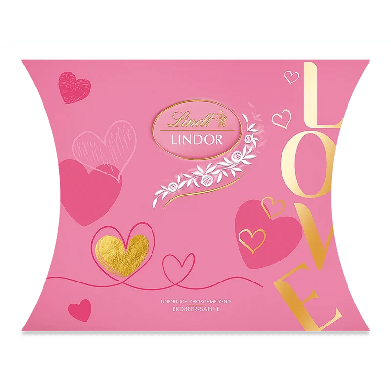 Lindt Lindor Pralinen Erdbeer Sahne Valentinstag Kissen 162g
