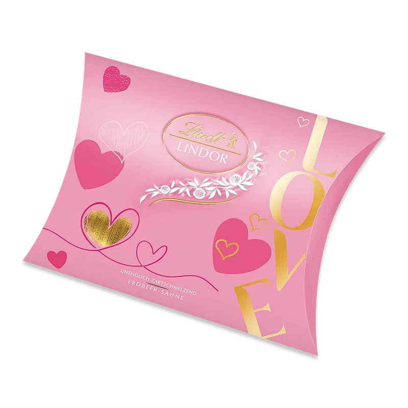 Lindt Lindor Pralinen Erdbeer Sahne Valentinstag Kissen 162g