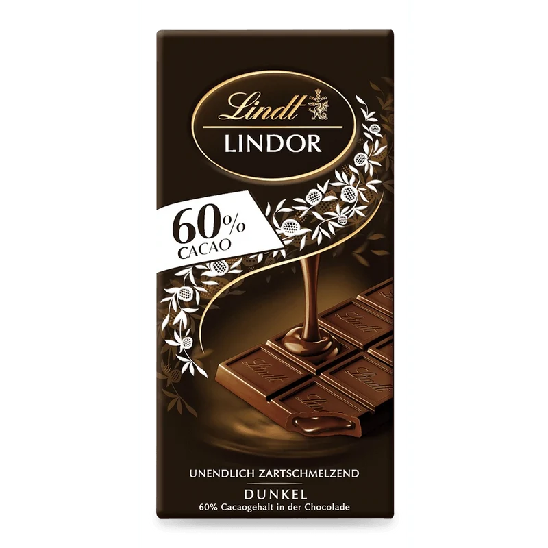Lindt LINDOR Dark 60% Edelbitter Schokolade 100g