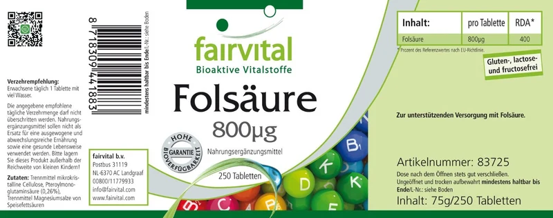 Folsäure (250 Tabletten)