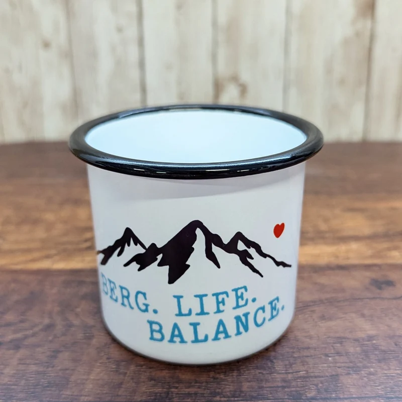 Emaille-Haferl "Berg. Life. Balance."