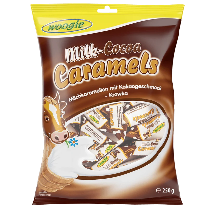 Woogie Milchkaramellen Kakao 250g kakaofreie Schoko-Alternative