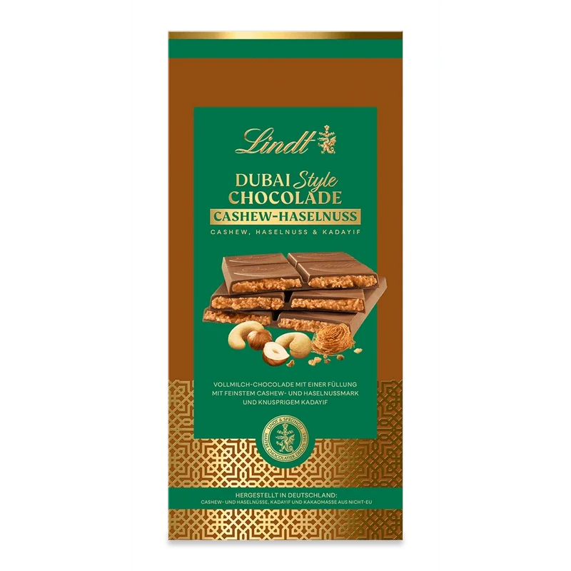 Lindt Dubai Style Vollmilch Schokolade Cashew Haselnuss 150g Tafel