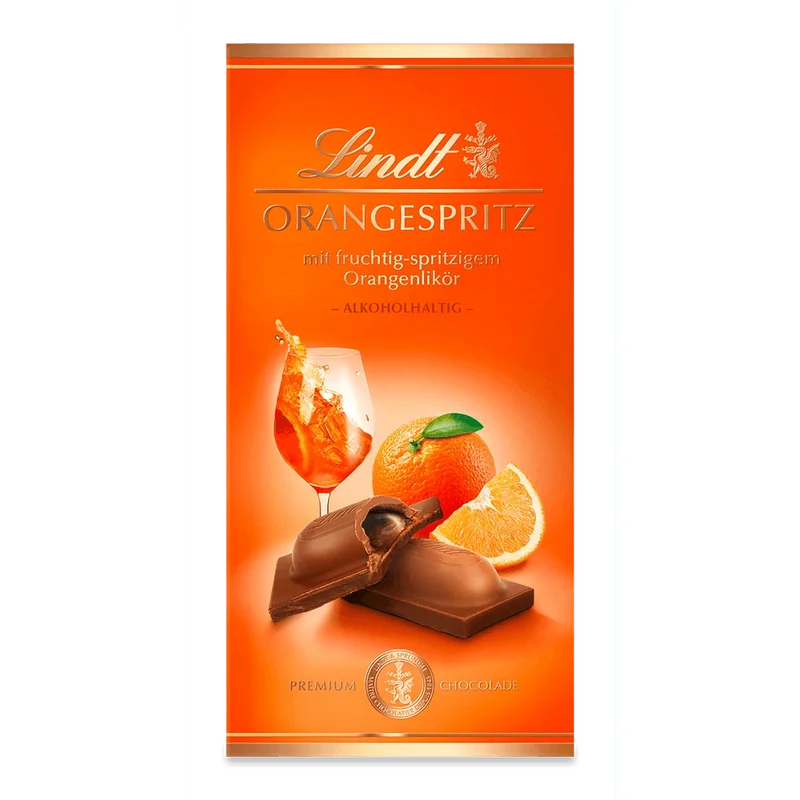 Lindt Vollmilch Schokolade Orange Spritz Füllung 100g Tafel